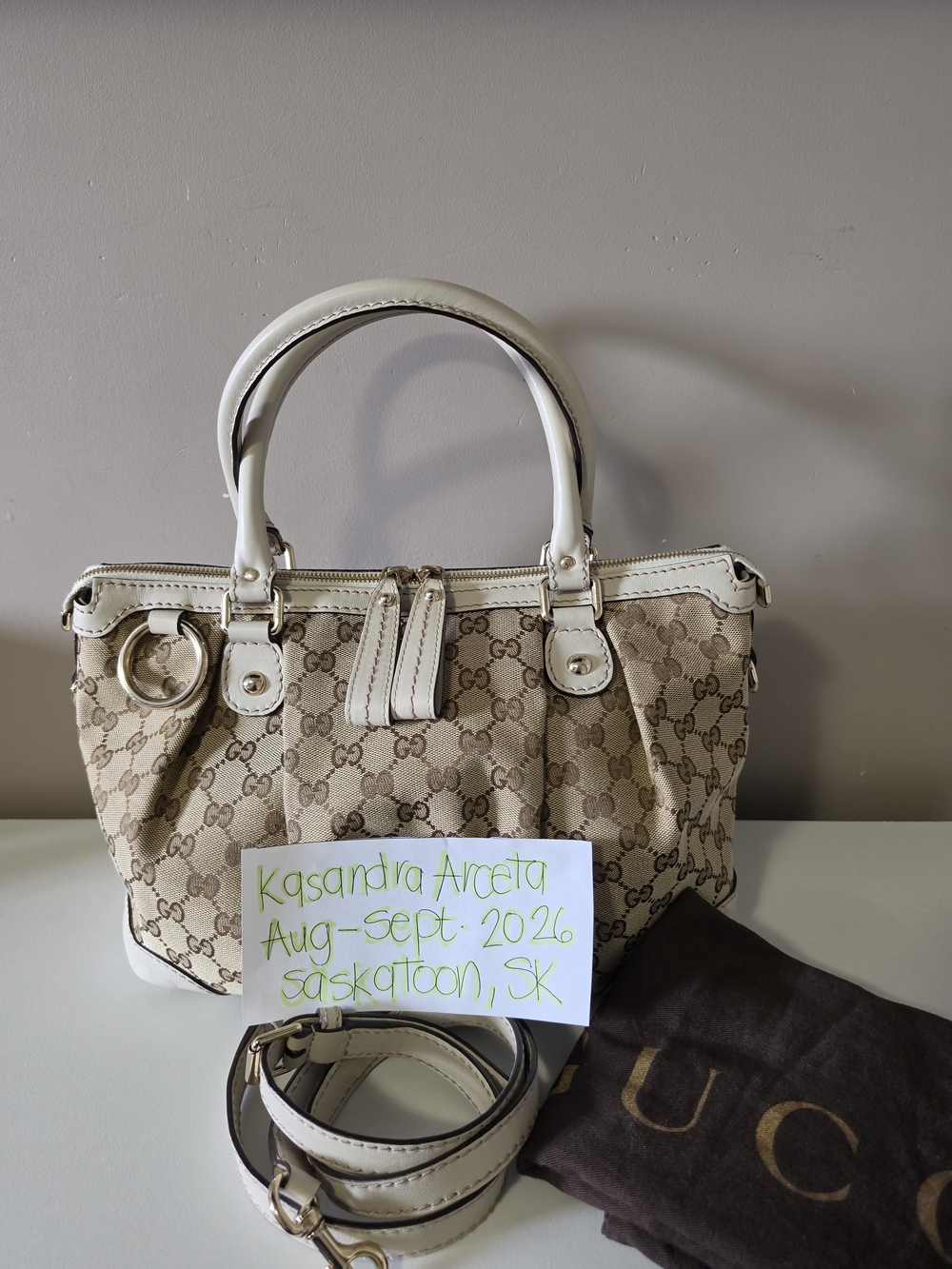 Gucci Beige GG Canvas Sukey Satchel